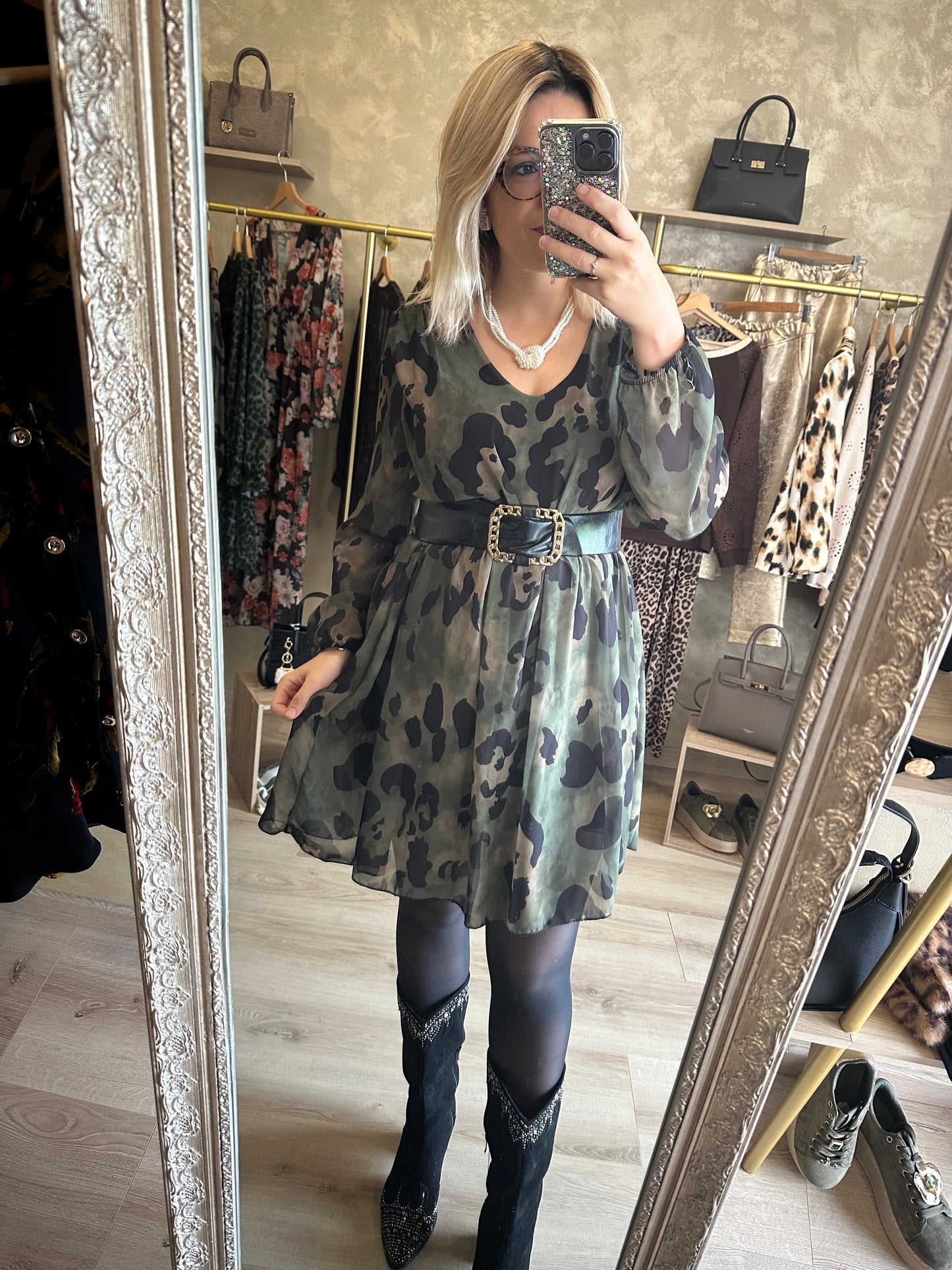 Robe CANNES léopard kaki