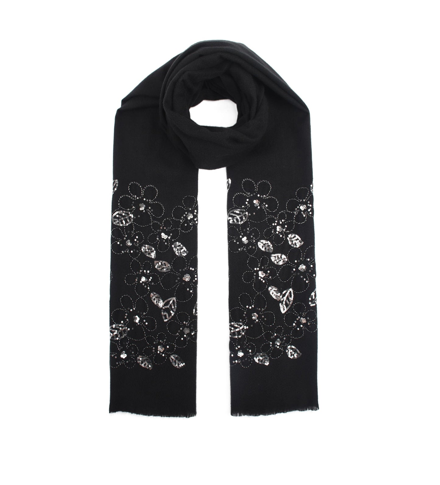 Écharpe FLEURS sequins noir