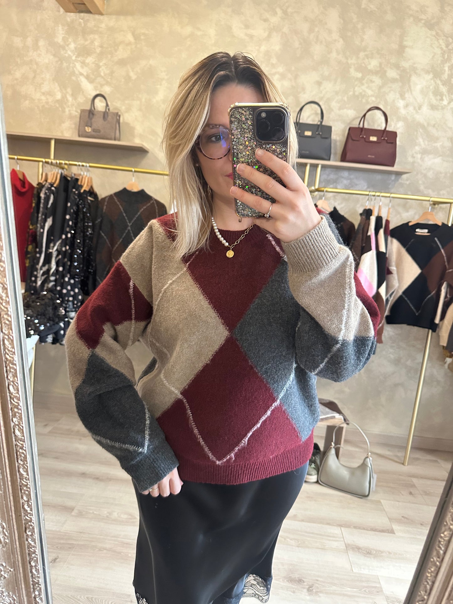 Pull BURLINGTON jacquard bordeaux