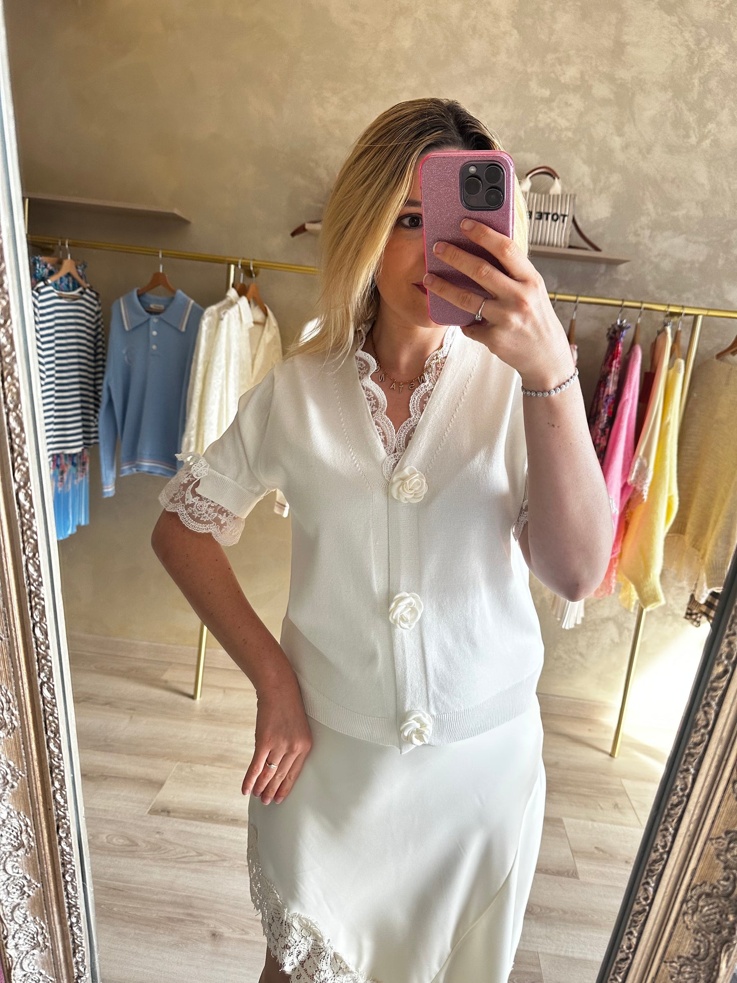 Jupe satin dentelle crème 🍦