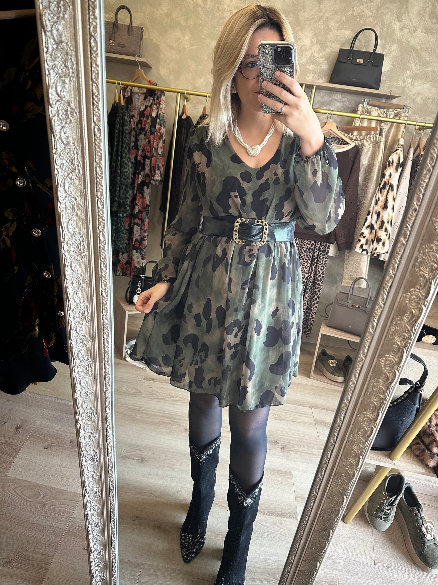 Robe CANNES léopard kaki